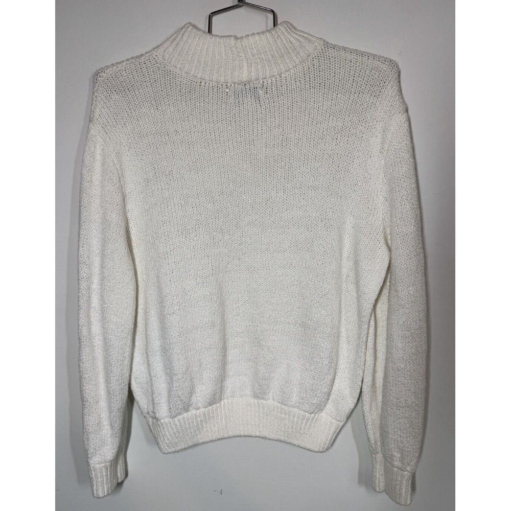 Aerie Women's Oversized Mock Neck Chunky Knit Sweater Cotton Blend Ivory Size SP - Picture 4 of 7